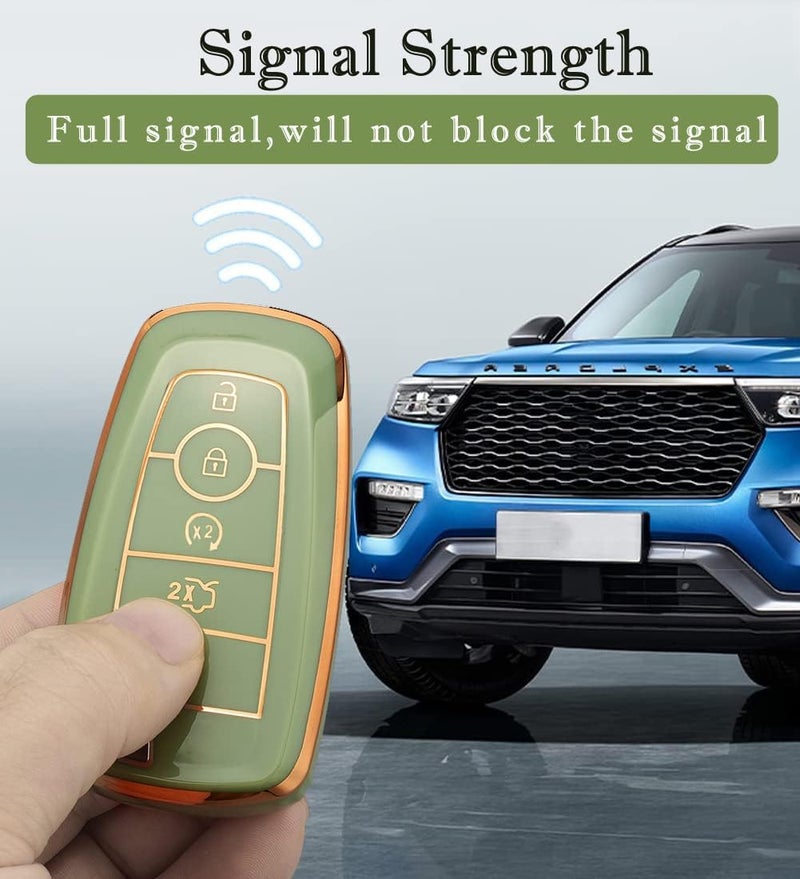 Cacacar for Ford Key Fob Cover with keychain, for Explorer Bronco Escape Edge Expedition Mustang F150 Fusion Ranger Lincoln Premium Soft TPU Full Protection Key Case Remote Key Holder (Size B-Black) - Image 4